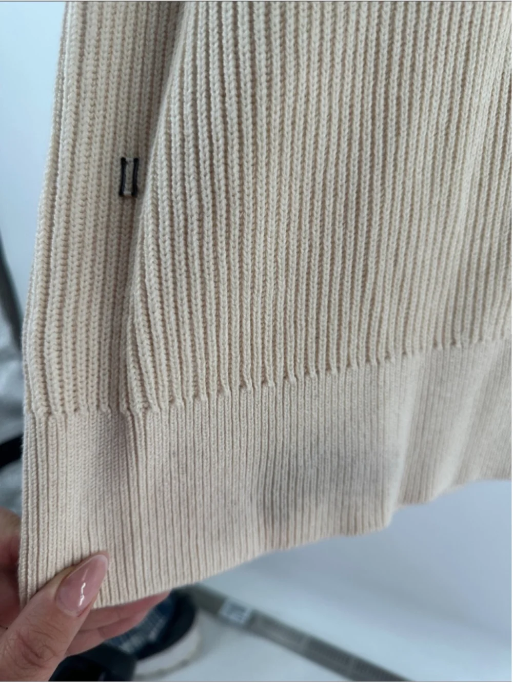 Kit & Ace 1/4 zip cream Ribbed Sweater wool blend sz lg